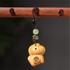 Fortune Jewel "Hoping You Have a Joyful Year" Year of the Horse Rainbow Eucalyptus Small Leaf Red Sandalwood Key Chain Includes Gift Message Card - Fortune Jewel