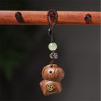 Fortune Jewel "Hoping You Have a Joyful Year" Year of the Horse Rainbow Eucalyptus Small Leaf Red Sandalwood Key Chain Includes Gift Message Card - Fortune Jewel