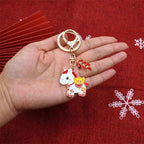 Fortune Jewel "Hoping You Have a Joyful Year" Year of the Horse Ingot Red Firecrackers Alloy Key Chain Includes Gift Message Card