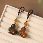 Fortune Jewel Year Of The Horse Fu Character Small Leaf Red Sandalwood Various Sandalwood Balance Key Chain - Fortune Jewel