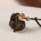Fortune Jewel Year Of The Horse Fu Character Small Leaf Red Sandalwood Various Sandalwood Balance Key Chain - Fortune Jewel