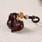 Fortune Jewel Year Of The Horse Fu Character Small Leaf Red Sandalwood Various Sandalwood Balance Key Chain - Fortune Jewel