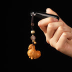 Fortune Jewel Year Of The Horse Fu Character Small Leaf Red Sandalwood Various Sandalwood Balance Key Chain - Fortune Jewel