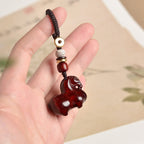 Buddha Stones Year Of The Horse Small Leaf Red Sandalwood Balance Key Chain - Fortune Jewel