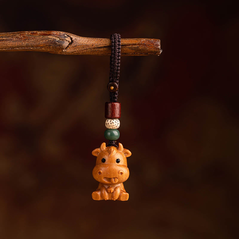 Fortune Jewel Year Of The Horse Red Sandalwood Star Moon Bodhi Seed Blessing Key Chain - Fortune Jewel