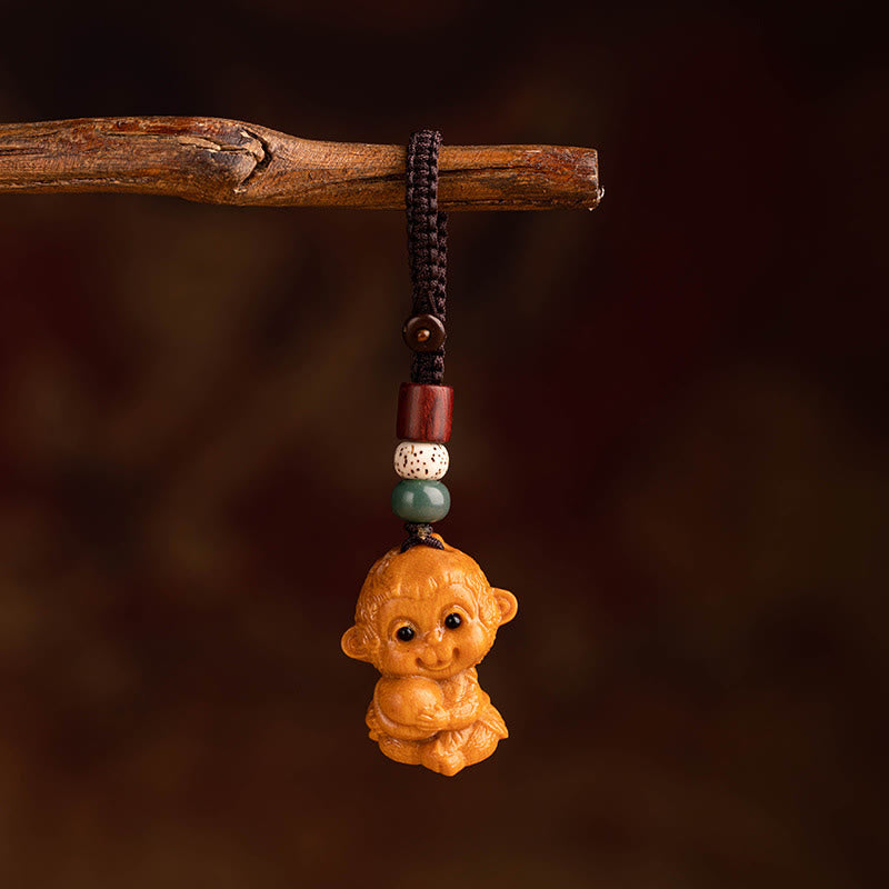Fortune Jewel Year Of The Horse Red Sandalwood Star Moon Bodhi Seed Blessing Key Chain - Fortune Jewel