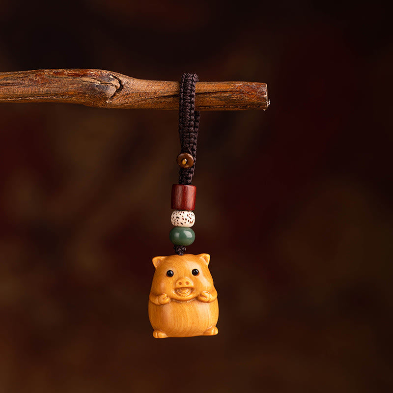 Fortune Jewel Year Of The Horse Red Sandalwood Star Moon Bodhi Seed Blessing Key Chain - Fortune Jewel