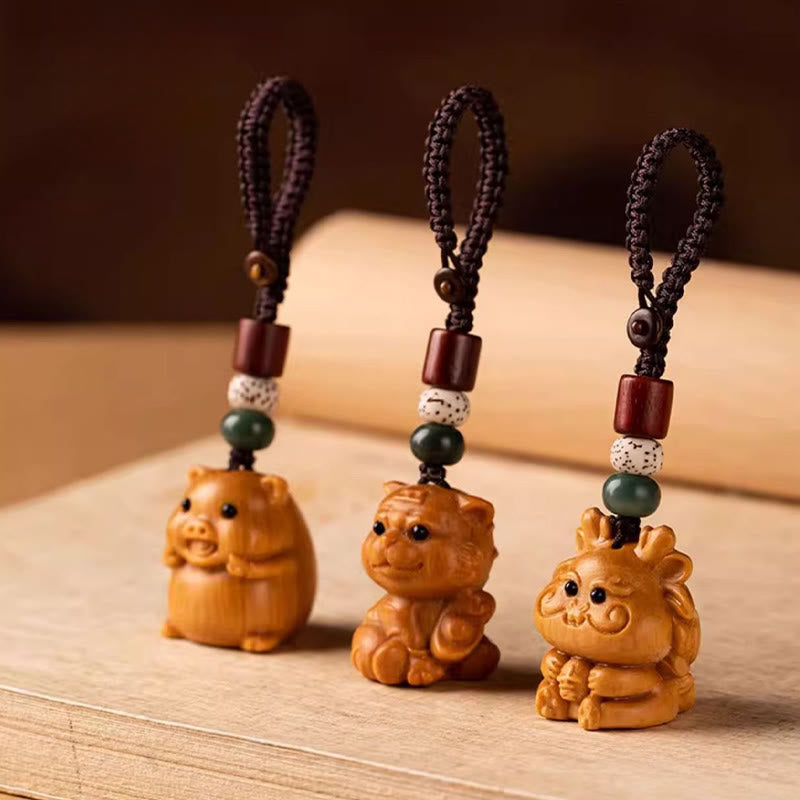Fortune Jewel Year Of The Horse Red Sandalwood Star Moon Bodhi Seed Blessing Key Chain - Fortune Jewel