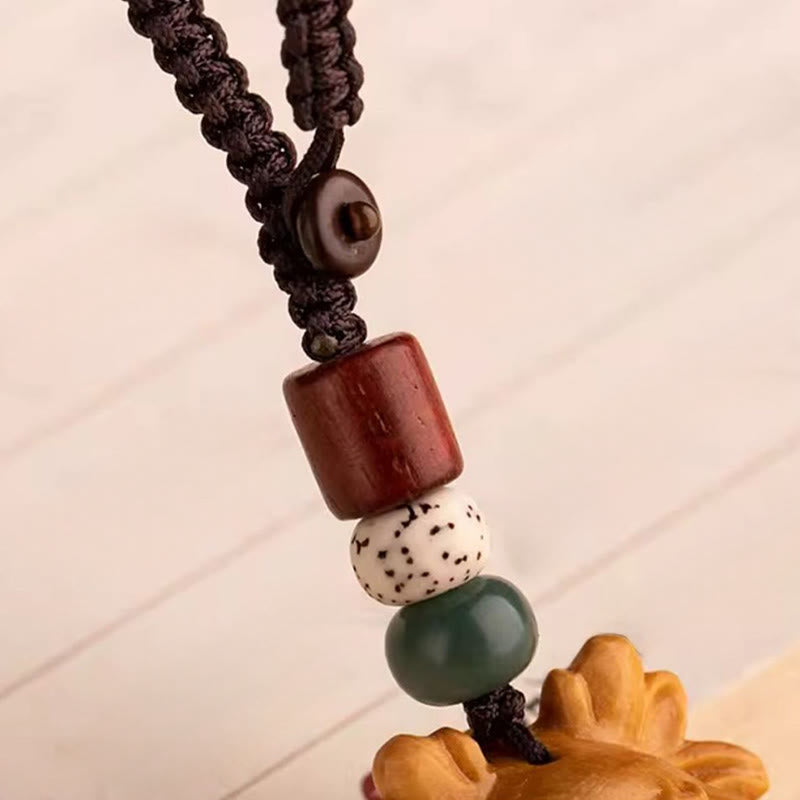 Fortune Jewel Year Of The Horse Red Sandalwood Star Moon Bodhi Seed Blessing Key Chain - Fortune Jewel