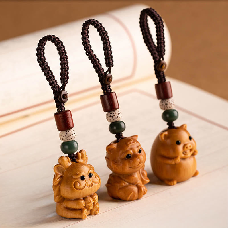 Fortune Jewel Year Of The Horse Red Sandalwood Star Moon Bodhi Seed Blessing Key Chain - Fortune Jewel