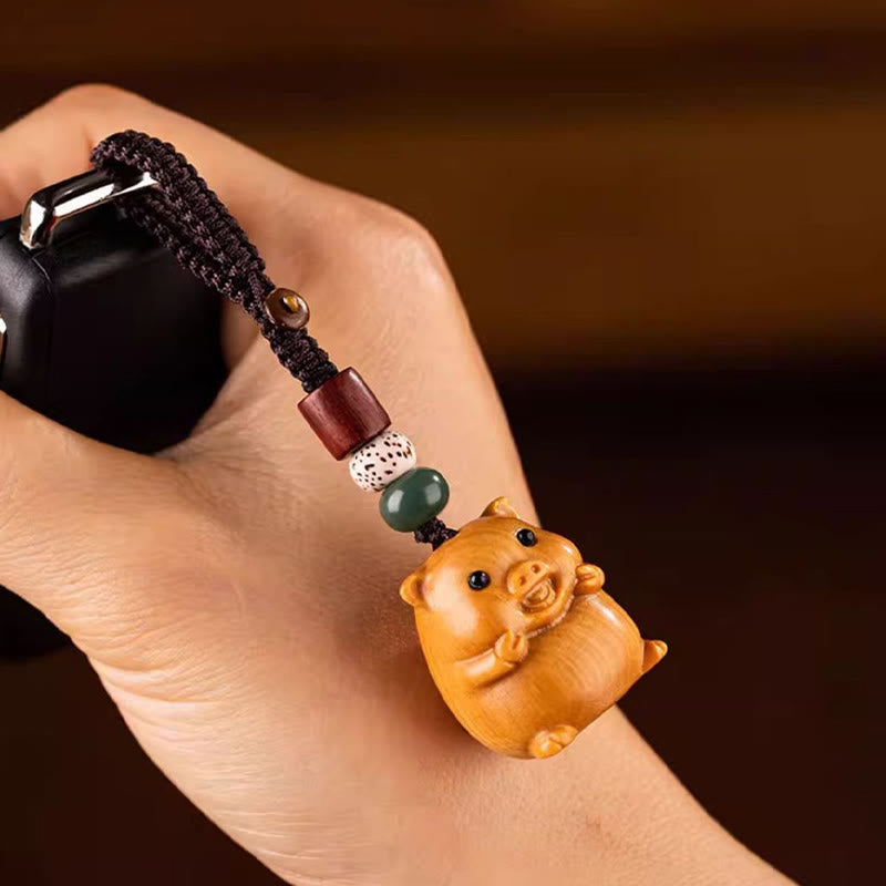 Fortune Jewel Year Of The Horse Red Sandalwood Star Moon Bodhi Seed Blessing Key Chain - Fortune Jewel