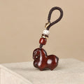 Buddha Stones Year Of The Horse Small Leaf Red Sandalwood Balance Key Chain - Fortune Jewel