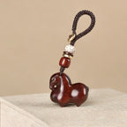 Buddha Stones Year Of The Horse Small Leaf Red Sandalwood Balance Key Chain - Fortune Jewel