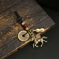 Fortune Jewel Year Of The Horse Copper Brass Five-emperor Coins Pixiu Ward Off Evil Spirits Key Chain - Fortune Jewel
