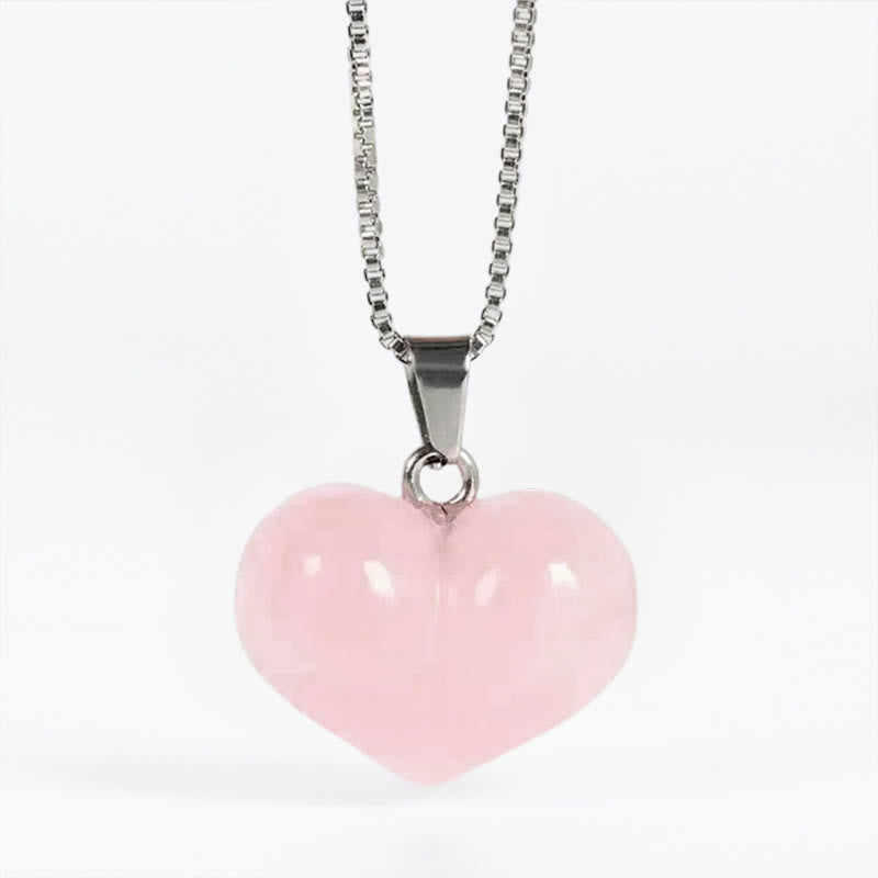 Fortune Jewel Heart Design Amethyst Topaz Pink Crystal Opal Tiger Eye White Crystal Red Jasper Amazonite Green Aventurine Black Obsidian Citrine Balance Necklace Pendant - Fortune Jewel