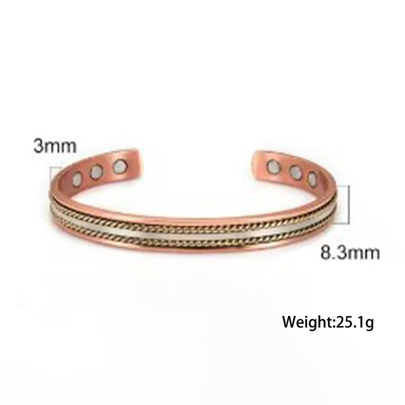 Fortune Jewel Retro Twisted Design Copper Open Wealth Luck Cuff Bracelet Bangle Ring - Fortune Jewel