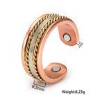 Fortune Jewel Retro Twisted Design Copper Open Wealth Luck Cuff Bracelet Bangle Ring - Fortune Jewel