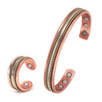 Fortune Jewel Retro Twisted Design Copper Open Wealth Luck Cuff Bracelet Bangle Ring - Fortune Jewel
