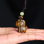Fortune Jewel "Hoping You Have a Joyful Year" Year of the Horse Rainbow Eucalyptus Small Leaf Red Sandalwood Key Chain Includes Gift Message Card - Fortune Jewel