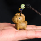 Fortune Jewel "Hoping You Have a Joyful Year" Year of the Horse Rainbow Eucalyptus Small Leaf Red Sandalwood Key Chain Includes Gift Message Card - Fortune Jewel