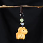 Fortune Jewel "Hoping You Have a Joyful Year" Year of the Horse Rainbow Eucalyptus Small Leaf Red Sandalwood Key Chain Includes Gift Message Card - Fortune Jewel