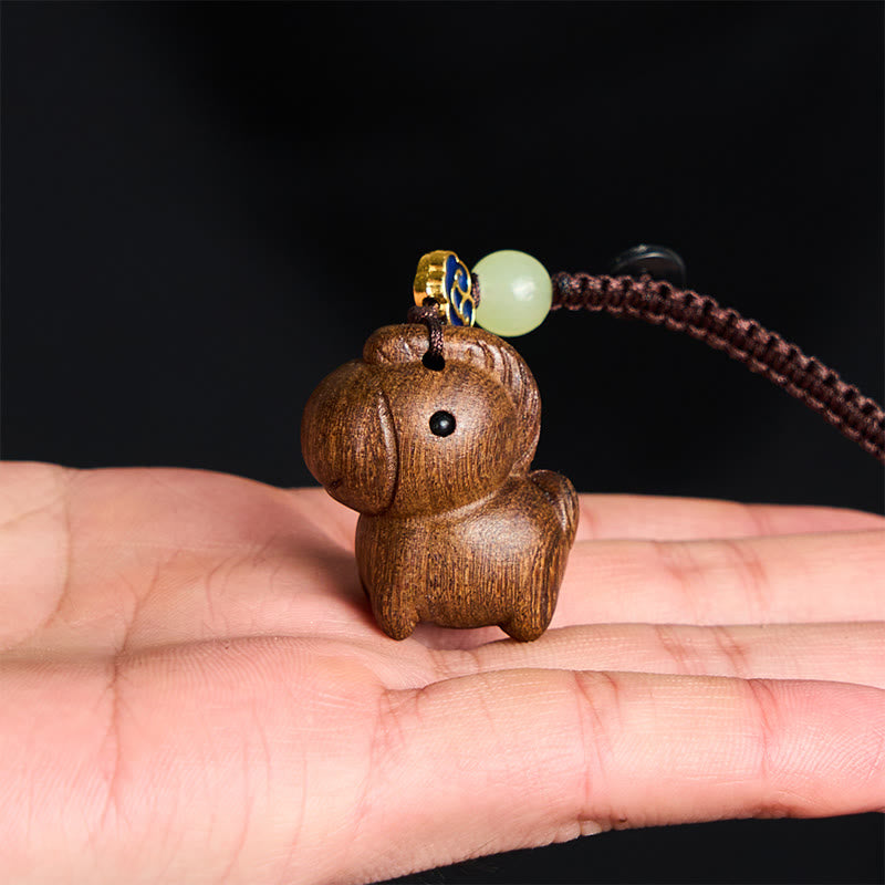 Fortune Jewel "Hoping You Have a Joyful Year" Year of the Horse Rainbow Eucalyptus Small Leaf Red Sandalwood Key Chain Includes Gift Message Card - Fortune Jewel