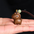 Fortune Jewel "Hoping You Have a Joyful Year" Year of the Horse Rainbow Eucalyptus Small Leaf Red Sandalwood Key Chain Includes Gift Message Card - Fortune Jewel