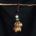Fortune Jewel "Hoping You Have a Joyful Year" Year of the Horse Rainbow Eucalyptus Small Leaf Red Sandalwood Key Chain Includes Gift Message Card - Fortune Jewel