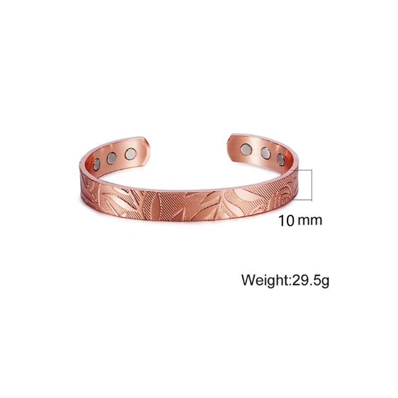 Fortune Jewel Rose Flower Pattern Copper Balance Luck Open Cuff Bracelet Bangle - Fortune Jewel