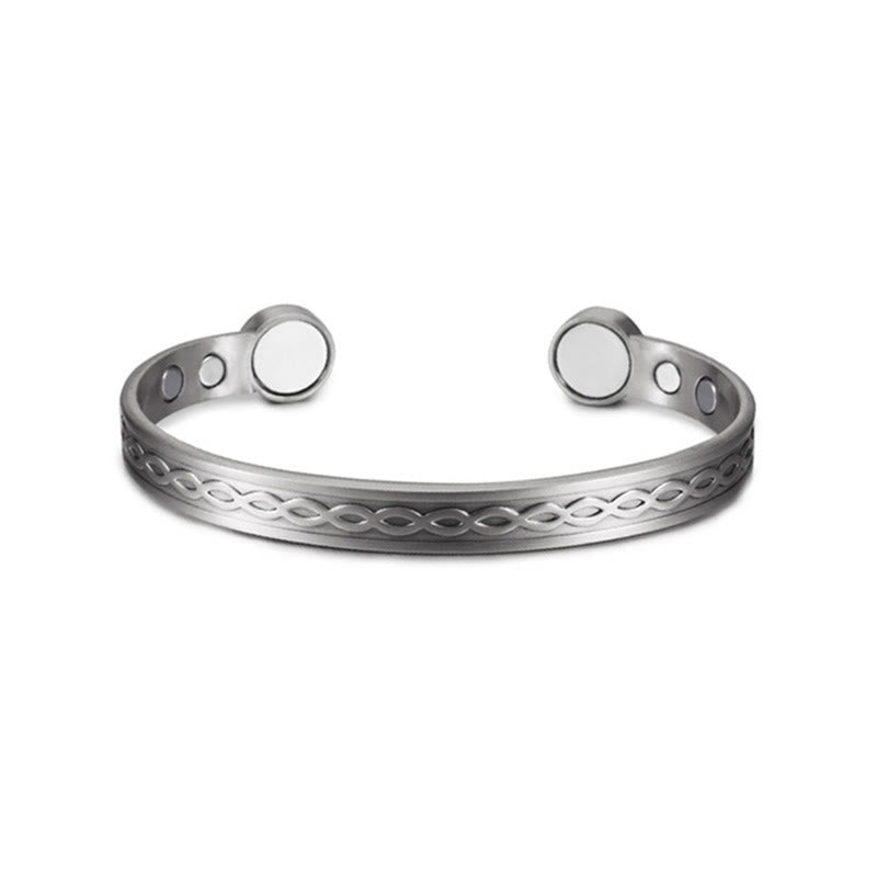Fortune Jewel Interwoven Loop Pattern Copper Balance Luck Open Cuff Bracelet Bangle - Fortune Jewel