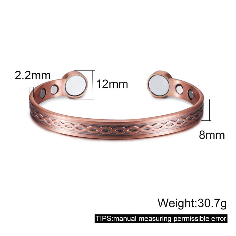 Fortune Jewel Interwoven Loop Pattern Copper Balance Luck Open Cuff Bracelet Bangle - Fortune Jewel