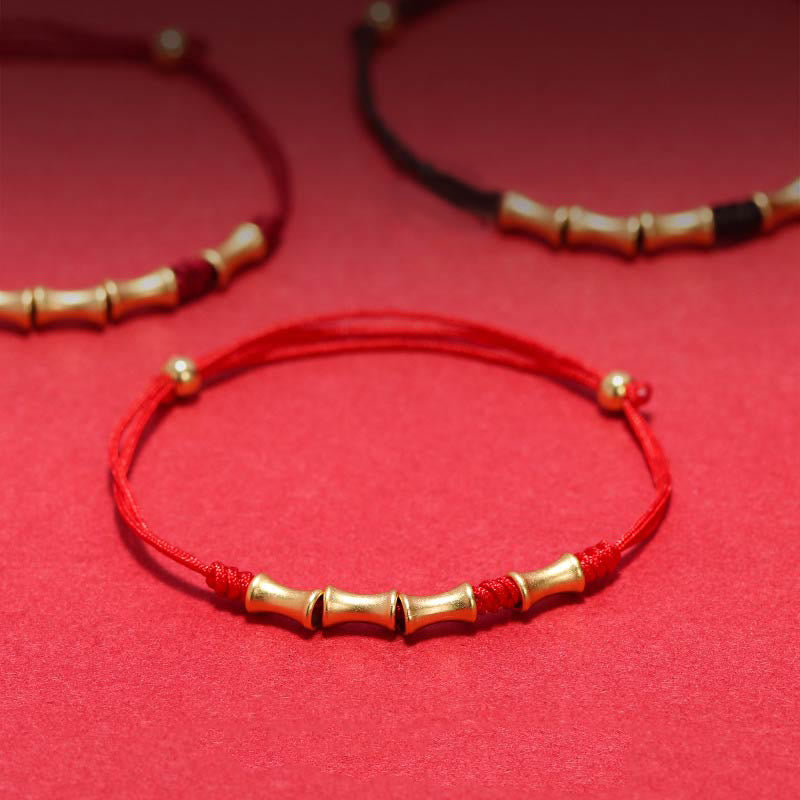 Fortune Jewel 925 Sterling Silver Bamboo Design Protection Luck Braided Bracelet