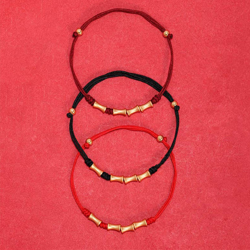 Fortune Jewel 925 Sterling Silver Bamboo Design Protection Luck Braided Bracelet