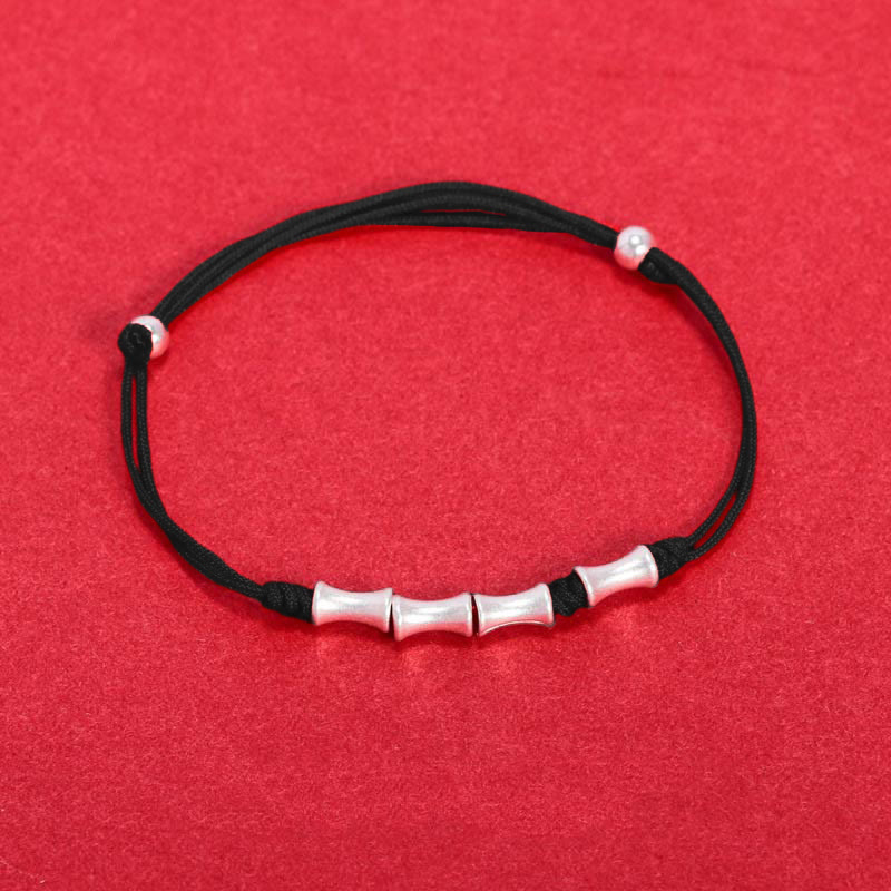 Fortune Jewel 925 Sterling Silver Bamboo Design Protection Luck Braided Bracelet