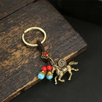 Fortune Jewel Year Of The Horse Copper Brass Five-Emperor Coins Wealth Key Chain - Fortune Jewel