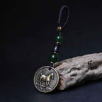 Fortune Jewel Chinese Zodiac Year Of The Horse Bagua Fu Character Copper Brass Balance Key Chain