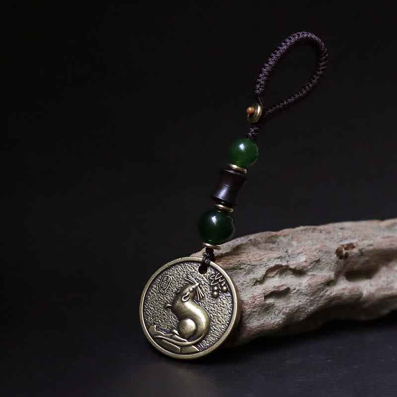 Fortune Jewel Chinese Zodiac Year Of The Horse Bagua Fu Character Copper Brass Balance Key Chain