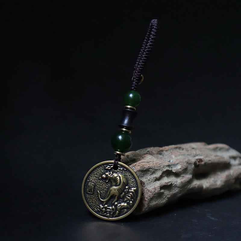 Fortune Jewel Chinese Zodiac Year Of The Horse Bagua Fu Character Copper Brass Balance Key Chain