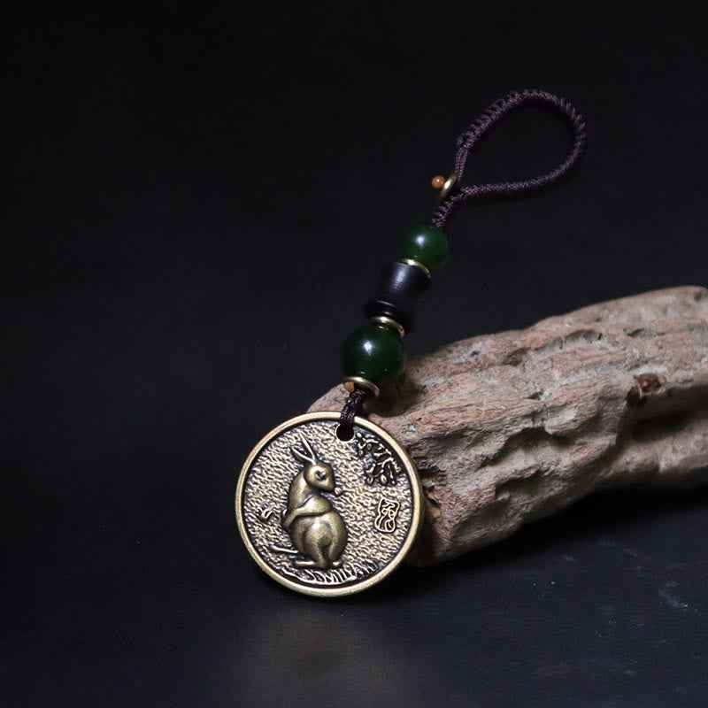 Fortune Jewel Chinese Zodiac Year Of The Horse Bagua Fu Character Copper Brass Balance Key Chain