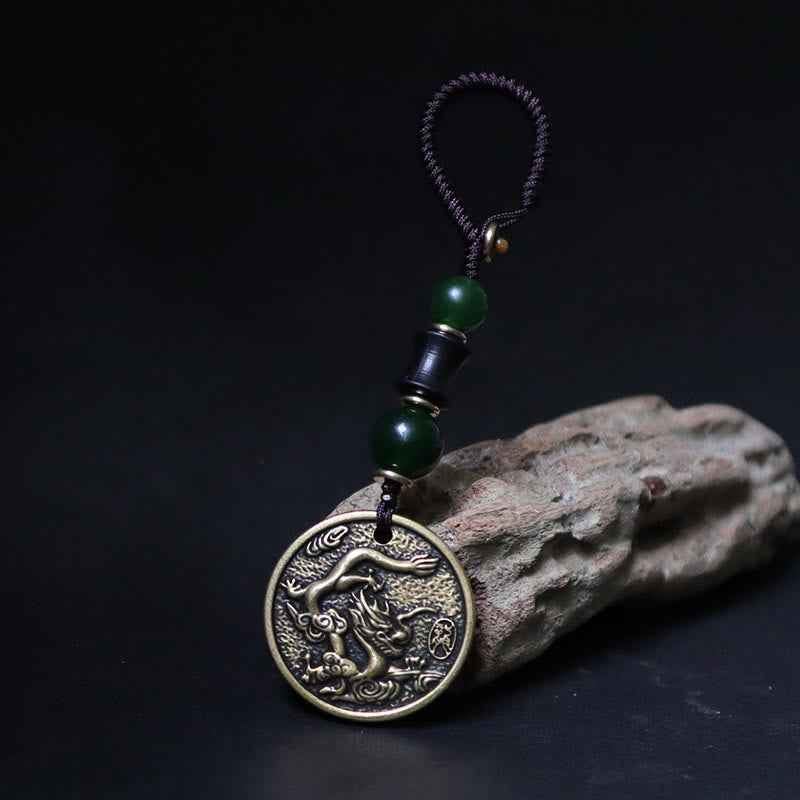 Fortune Jewel Chinese Zodiac Year Of The Horse Bagua Fu Character Copper Brass Balance Key Chain