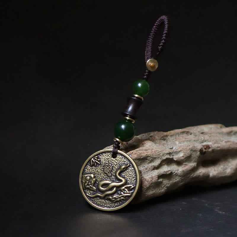 Fortune Jewel Chinese Zodiac Year Of The Horse Bagua Fu Character Copper Brass Balance Key Chain