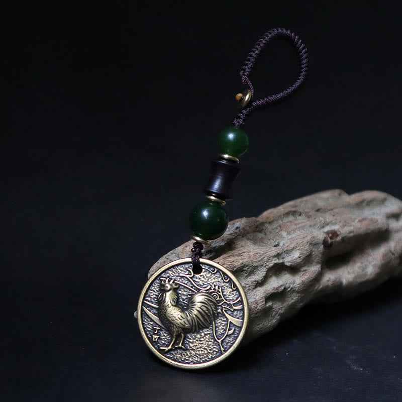 Fortune Jewel Chinese Zodiac Year Of The Horse Bagua Fu Character Copper Brass Balance Key Chain