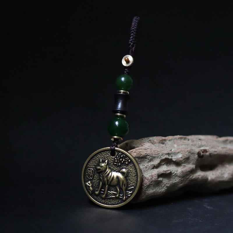 Fortune Jewel Chinese Zodiac Year Of The Horse Bagua Fu Character Copper Brass Balance Key Chain