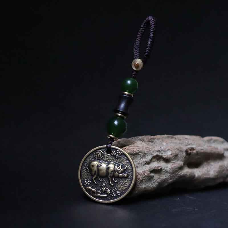 Fortune Jewel Chinese Zodiac Year Of The Horse Bagua Fu Character Copper Brass Balance Key Chain