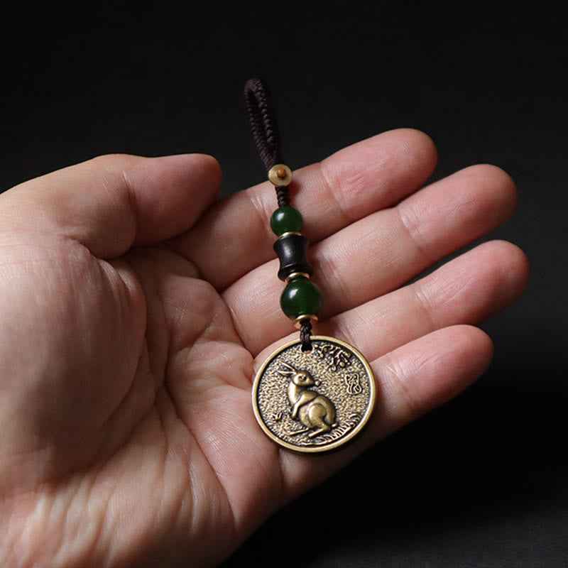 Fortune Jewel Chinese Zodiac Year Of The Horse Bagua Fu Character Copper Brass Balance Key Chain