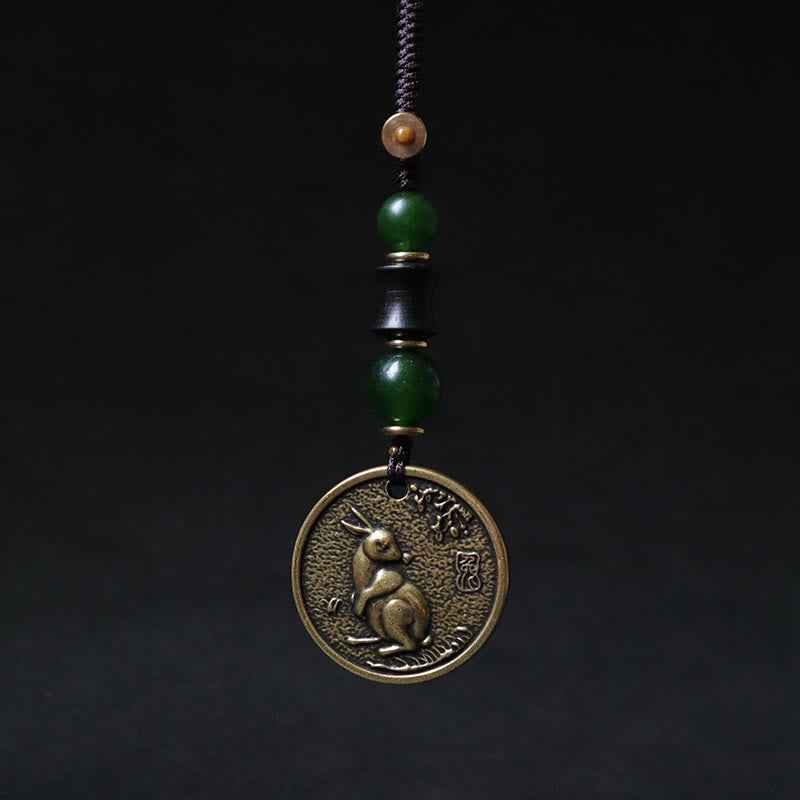 Fortune Jewel Chinese Zodiac Year Of The Horse Bagua Fu Character Copper Brass Balance Key Chain