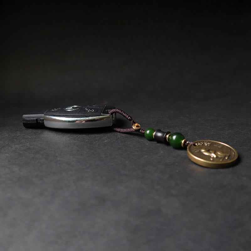 Fortune Jewel Chinese Zodiac Year Of The Horse Bagua Fu Character Copper Brass Balance Key Chain