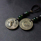 Fortune Jewel Chinese Zodiac Year Of The Horse Bagua Fu Character Copper Brass Balance Key Chain