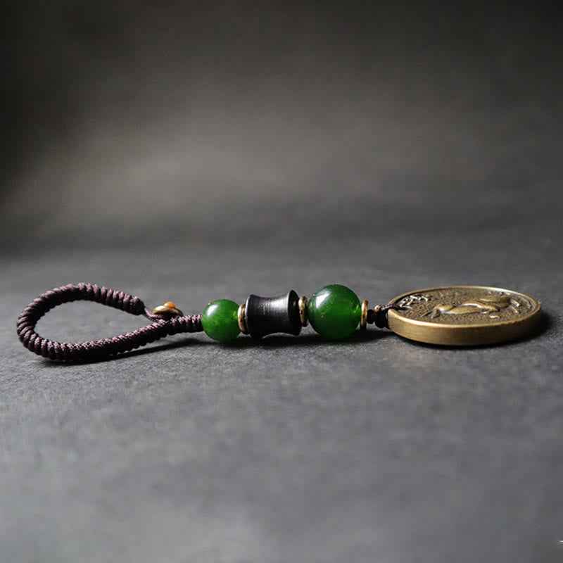 Fortune Jewel Chinese Zodiac Year Of The Horse Bagua Fu Character Copper Brass Balance Key Chain
