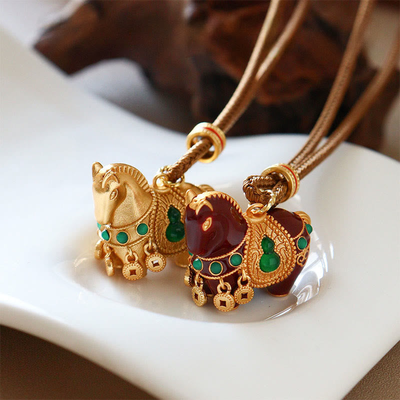 Fortune Jewel Year Of The Horse Copper Brass Balance Necklace Pendants - Fortune Jewel